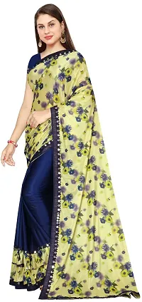 Stylish Lycra Blue Saree with Blouse piece For Women-thumb1