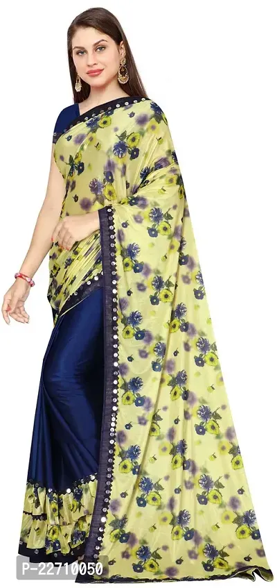 Stylish Lycra Blue Saree with Blouse piece For Women-thumb2