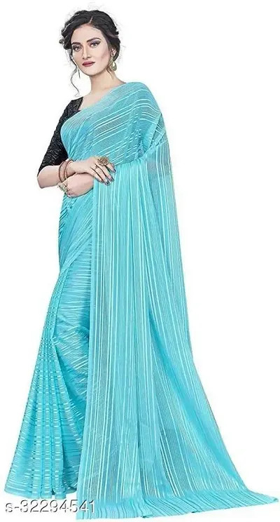 Clickedia Women's Soft Satin Chiffon Zari Lining Woven Beautiful Saree With Unstiched Velvate with Sequence Work Blouse Material