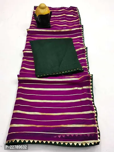 Stylish Silk Blend Purple Saree with Blouse piece For Women-thumb0