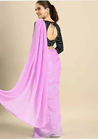 Stylish Chiffon Purple Saree with Blouse piece For Women-thumb1