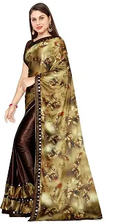 Stylish Lycra Beige Saree with Blouse piece For Women-thumb2