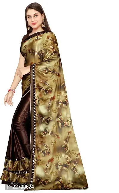 Stylish Lycra Beige Saree with Blouse piece For Women-thumb3