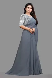 Stylish Georgette Grey Saree with Blouse piece For Women-thumb2