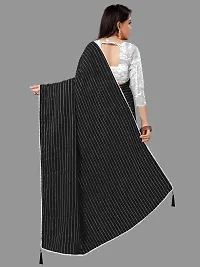 Stylish Georgette Black Saree with Blouse piece For Women-thumb1