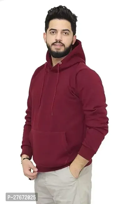 Stylish Cotton Maroon Solid Sweatshirt For Men-thumb0