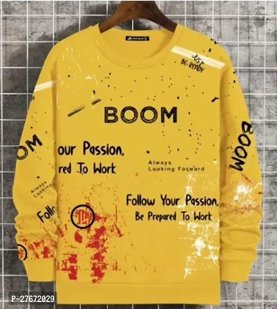 Stylish Cotton Yellow Printed Sweartshirt For Men