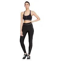 DS FASHION Yoga Gym Workout and Active Sports capriFitness Contrast Binding Black Leggings Tights for Women|Girls with Side Pockets-thumb1