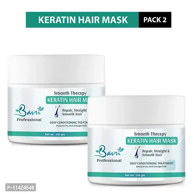 Keratin Hair Mask 200 Ml - For Intense Damaged Hair Repair - Salon Like Hair Spa At Your Home - For Dry And Damaged Hair Pack Of 2-thumb0