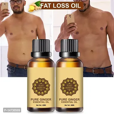 Ginger Essential Oil | Ginger Oil Fat Loss | Slimming Fat Burner Oil for Fat Loss Fat Burner Weight Loss Massage Oilnbsp; (40ML) (PACK OF 2)