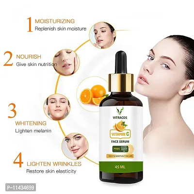 Vitracos Bright Complete Vitamin C Booster Serum 45  ml - 3 Days To Spotless, Bright Skin  Light Texture Formula And Non-Oily Face Serum  45  ml