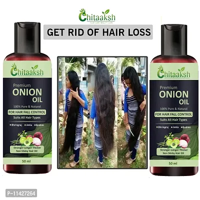 Onion Hair Oil For Hair Growth And Hair Fall Control ,Non Sticky Hair Oil For Stronger ,Thinker And Glossier Hair For Men And Women-50 Ml , Pack Of 2-thumb0