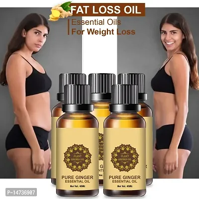 Ginger Essential Oil | Ginger Oil Fat Loss | belly fat reduce oil, weight loss massage oil, fat burner oil for women, slimming oil, weight loss oil (40ML) (PACK OF 5)