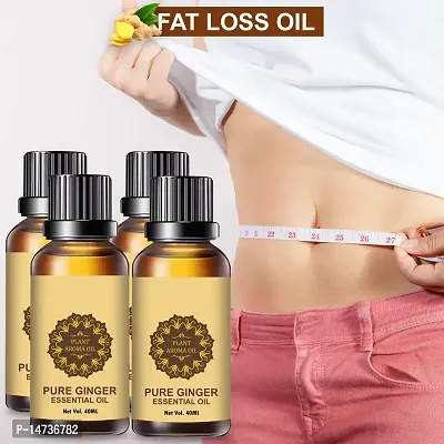 Ginger Essential Oil | Ginger Oil Fat Loss | belly fat reduce oil, weight loss massage oil, fat burner oil for women, slimming oil, weight loss oil (40ML) (PACK OF 4)