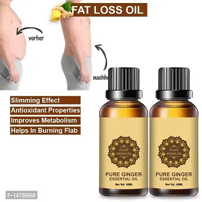 Ginger Essential Oil | Ginger Oil Fat Loss | Massage Oil- Helps in Anti-Cellulite, Toning, Slimming  Weight Loss |Natural Essential Oils Infused, Ayurvedic| (40ML) (PACK OF 2)-thumb0