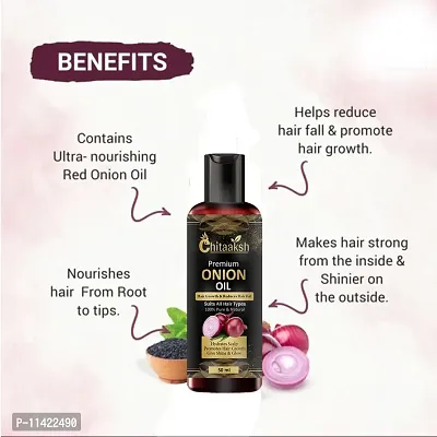 Onion Hair Oil With 14 Essential Oils For Hair Regrowth, Dandruff Control , Black Seed - Hair Care , For Hair Growth Blend Of Multiple Essential Oils Hair Oil - 50 ml-thumb0