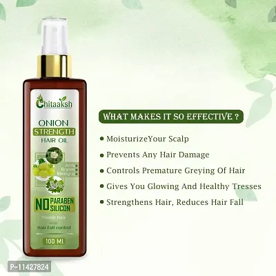 Chitaaksh Onion Hair Oil Hair Regrowth Oil Controls Hair Fall And Dandruff For Men And Women - All Natural Blend Of Coconut, Almond, Curry Leaves Oil And More 100 Ml-thumb2