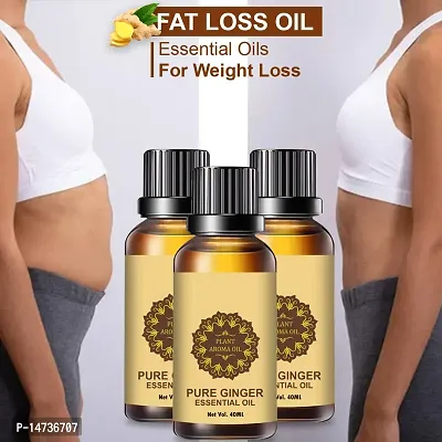 Ginger Essential Oil | Ginger Oil Fat Loss | belly fat reduce oil, weight loss massage oil, fat burner oil for women, slimming oil, weight loss oil (40ML) (PACK OF 3)-thumb0