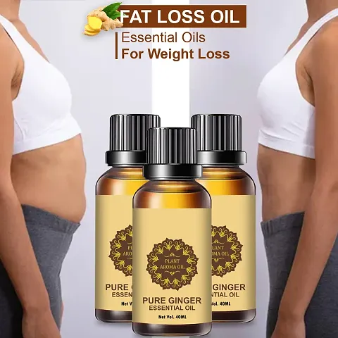 Ginger Essential Oil | Ginger Oil Fat Loss | belly fat reduce oil, weight loss massage oil, fat burner oil for women, slimming oil, weight loss oil (40ML) (PACK OF 3)