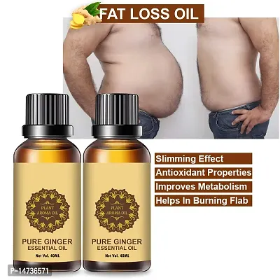 Ginger Essential Oil | Ginger Oil Fat Loss | Fat loss fat go slimming weight loss body fitness oil Shaping Oil (40ML) (PACK OF 2)