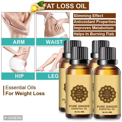 Ginger Essential Oil | Ginger Oil Fat Loss | Beauty Fat Burner Fat loss fat go slimming weight loss body fitness oil Shape Up Slimming Oil For Stomach, Hips  Thigh (40ML) (PACK OF 4)-thumb0