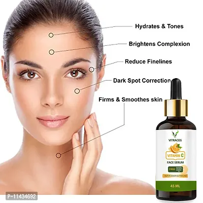 Vitracos Vitamin C   Skin Clearing Serum - Brightening, Anti-Aging Skin Repair With Hyaluronic Acid - Anti Wrinkle And Dark Circle 45  ml