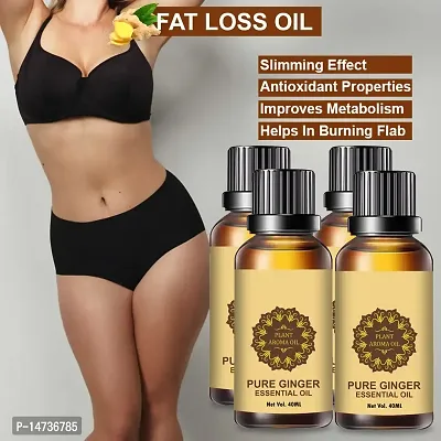 Ginger Essential Oil | Ginger Oil Fat Loss | Fat Burning oil,slimming oil, Fat Burner,Anti Cellulite  Skin Toning Slimming Oil For Stomach, Hips  Thigh Fat loss (40ML) (PACK OF 4)-thumb0