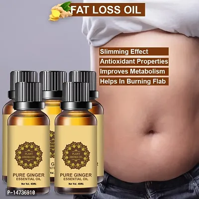 Ginger Essential Oil | Ginger Oil Fat Loss | Fat Burning oil,slimming oil, Fat Burner,Anti Cellulite  Skin Toning Slimming Oil For Stomach, Hips  Thigh Fat loss (40ML) (PACK OF 5)-thumb0