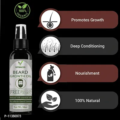 Vitracos Pure And Natural Oil Based Beard Hair Growth Oil For Men And Boys Hair Oil -50 ml-thumb0