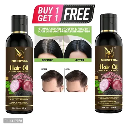 Onion Hair Oil With Black Seed Oil - Controls Hair Fall - No Mineral Oil, Silicones And Synthetic Fragrance 50  For Men And Women Buy 1 Get 1 Free-thumb0