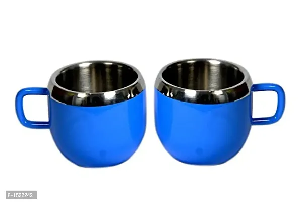 Stainless Steel Cup Set, Set of 2, Deep Blue-thumb0