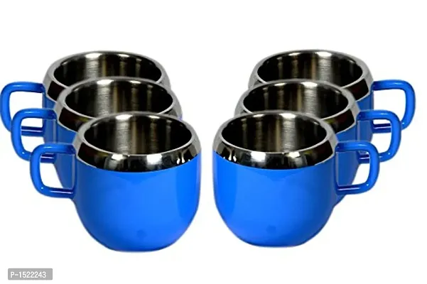 Stainless Steel Cup Set, Set of 6, Deep Blue-thumb0