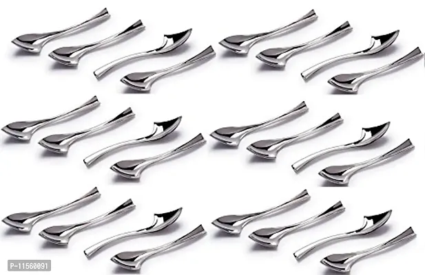 Dynore Stainless Steel Set of 24 Classic Side Cut Dessert Spoons 14 X 4 X 4