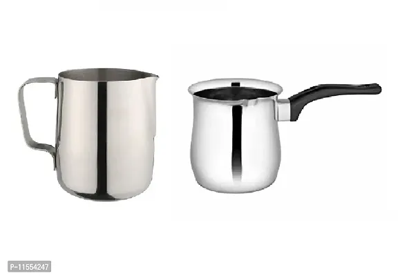 Dynore Stainless Steel Coffee Set Milk Jug and Coffee Warmer-2 Pcs