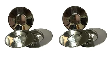 Dynore Stainless Steel 6 Pcs Saucers for Serving Tea/Coffee-thumb3