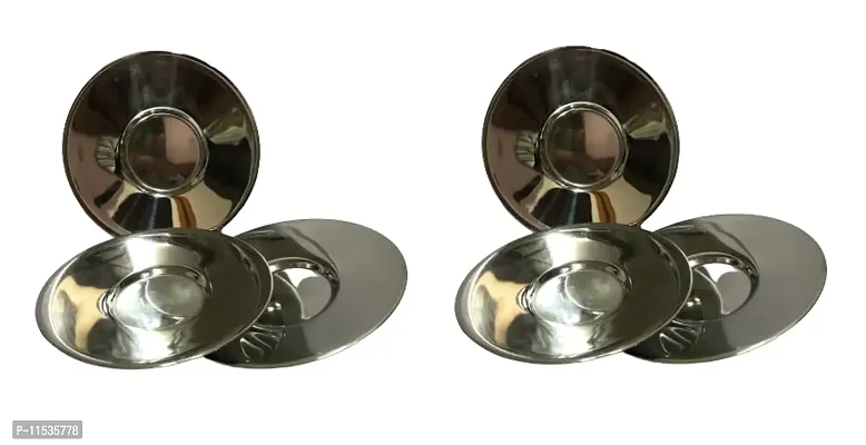 Dynore Stainless Steel 6 Pcs Saucers for Serving Tea/Coffee-thumb4