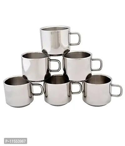 Dynore Set of 6 Double Wall Stainless Steel Tea Cups