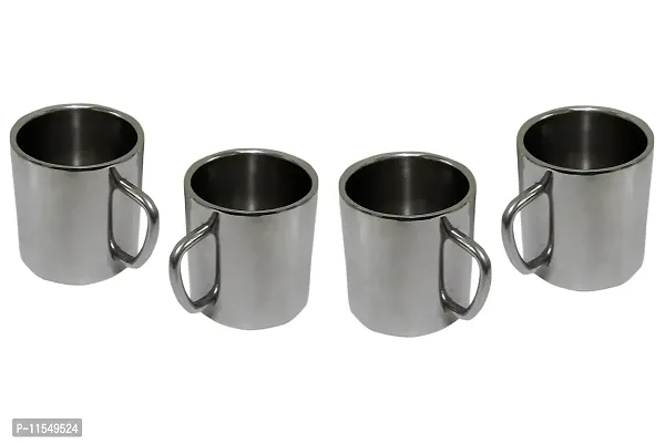 Dynore Set of 4 Double Wall Small Sober Tea Cups-thumb0