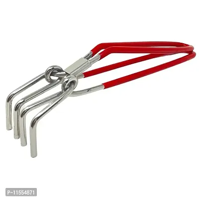 Dynore Stainless Steel Red Vinyl Coated Pakkad/ Wire Tong/ Kitchen Tong