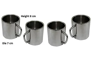 Dynore Set of 4 Double Wall Small Sober Tea Cups-thumb1