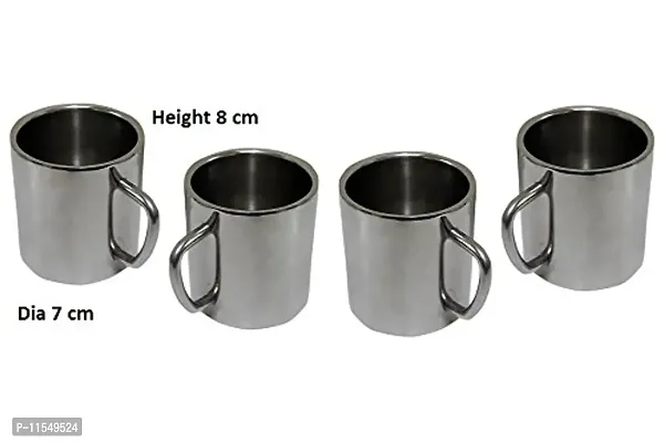 Dynore Set of 4 Double Wall Small Sober Tea Cups-thumb2