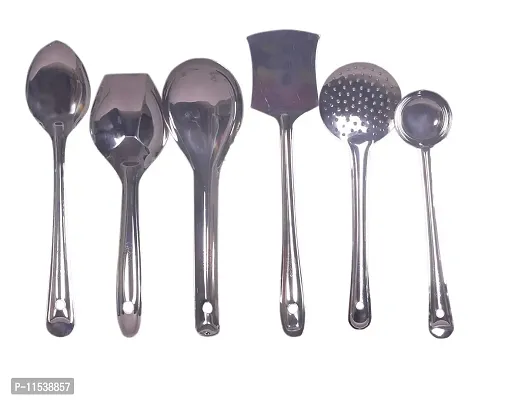 Dynore Set of 6 Kitchen Serving Tools - Long Vegetable Cooking Pan, Biryani Spoon, Deep Float, Palta, Zara, Spoodle-thumb0