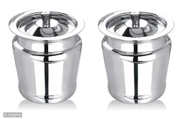 Stainless Steel Apple Shaped Ghee Pot Container - 300 ml (Set of 2)-thumb0