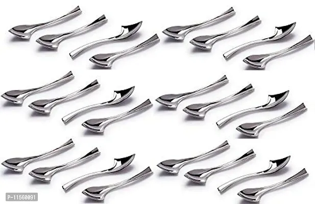 Dynore Stainless Steel Set of 24 Classic Side Cut Dessert Spoons 14 X 4 X 4-thumb2