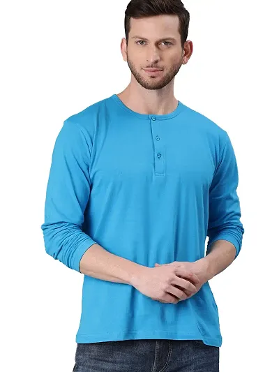 Be Awara Men's Cotton Full Sleeve Henley T-Shirt