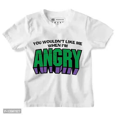 Be Awara Angry Printed Half Sleeves T-Shirt for Boys  Girls White