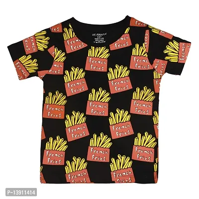 Be Awara Cotton French Fries Printed Half Sleeve T-Shirt for Boys  Girls - Black