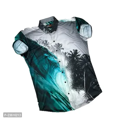 Stylish Printed Cotton Blend Regular Fit Short Sleeves Casual Shirt for Men-thumb0