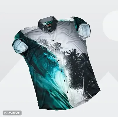 KASHTBHANJANDEV Fashion Men's Lycra Half Sleeves Casual Printed Shirt (Color: Sky Blue_M)
