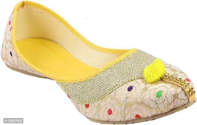 Stylish Yellow Synthetic Embellished Mojaris For Women-thumb0